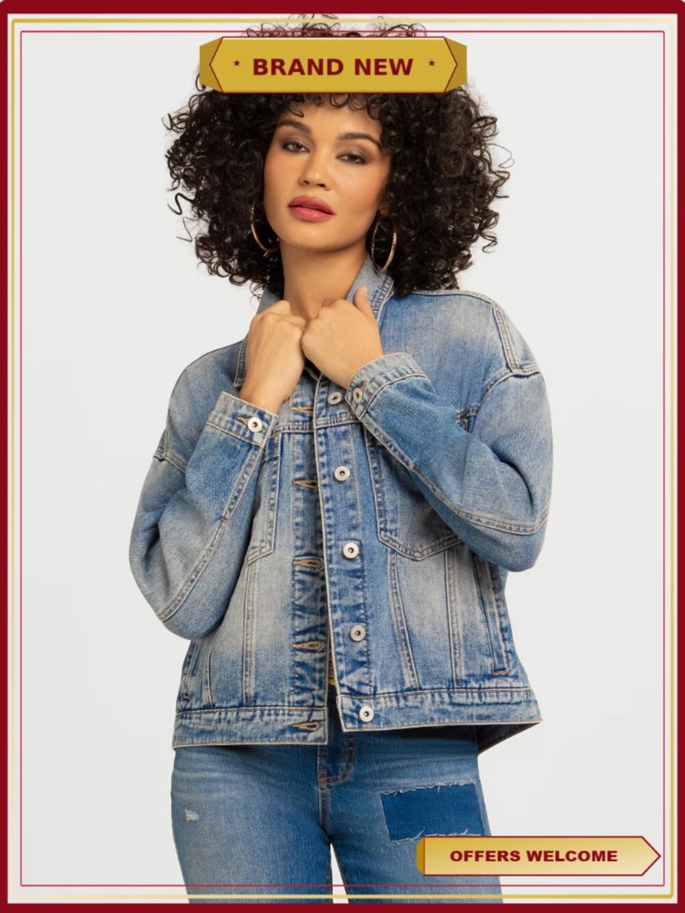 Jessica Simpson Swing Denim Jacket with Back Pleat